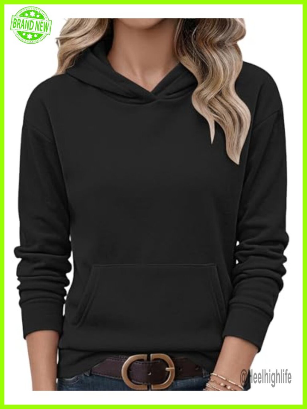 Women's Crewneck Sweatshirt Long Sleeve Pullover Kangaroo Pocket Relaxed Fit